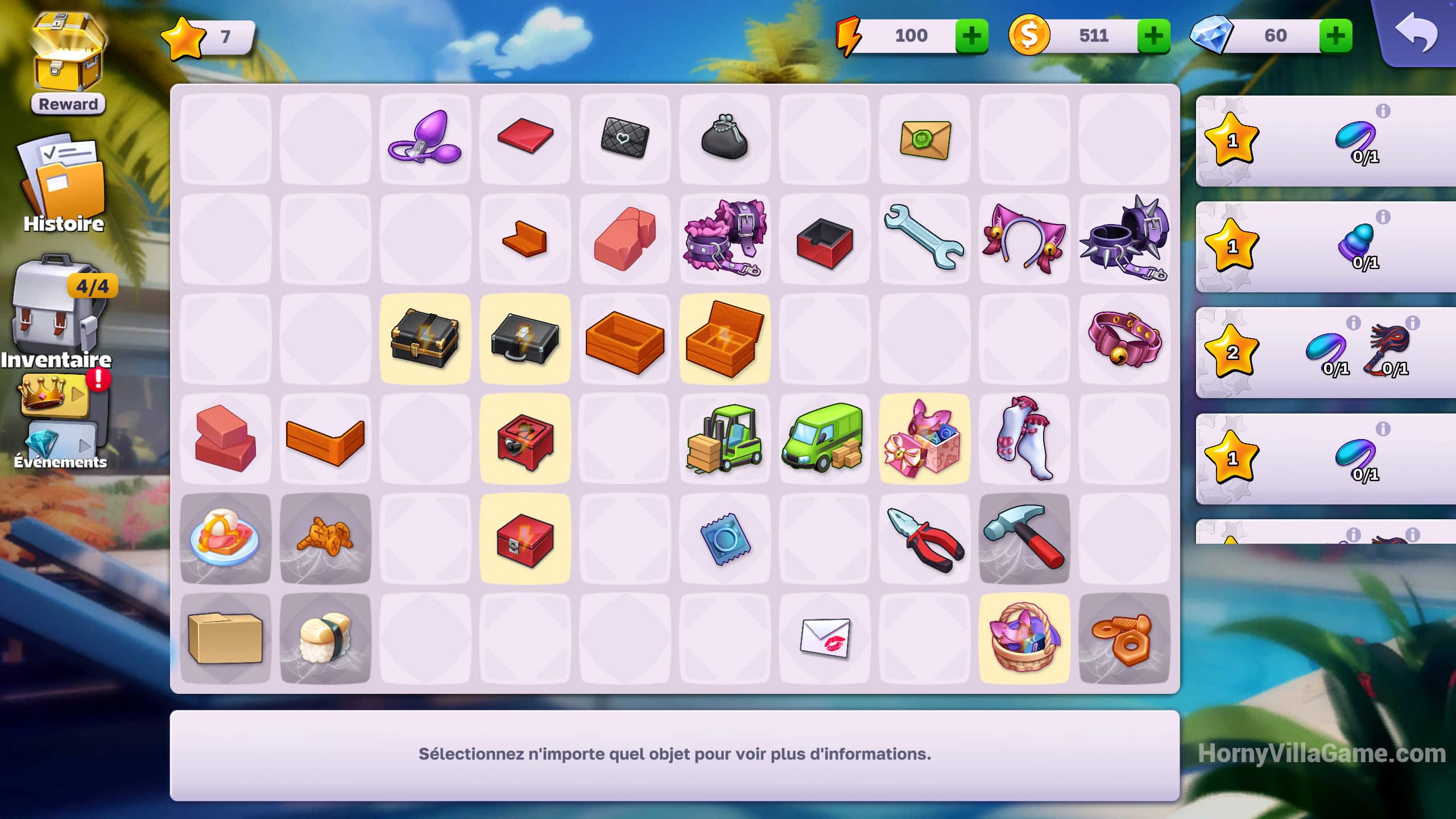 Jeu de fusion avec les quêtes à accomplir