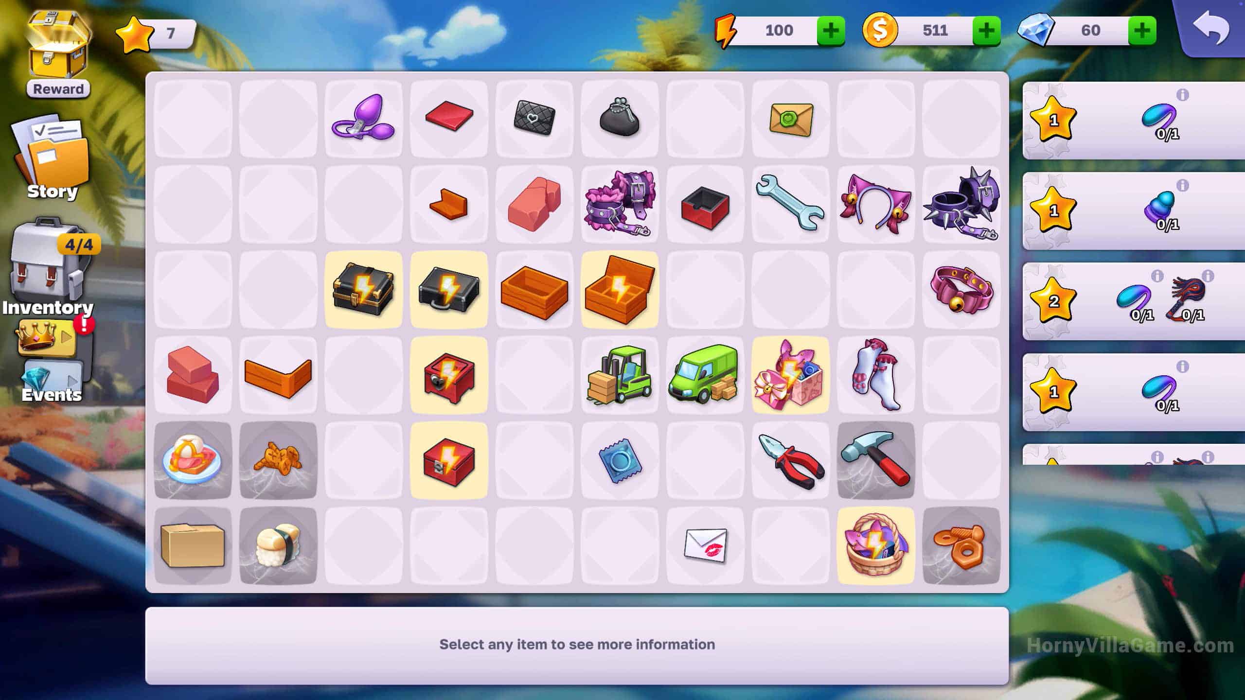Merge game with quests to complete