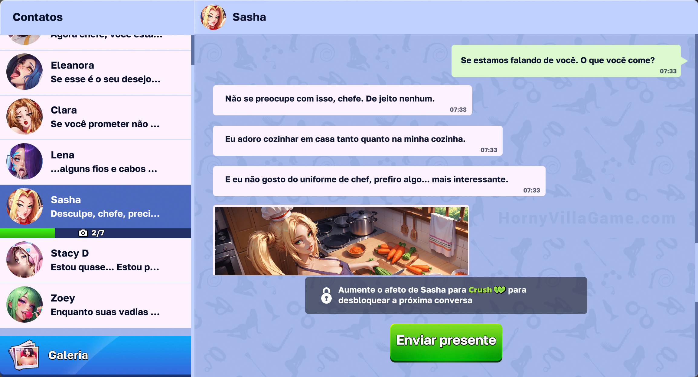 Conversa com a personagem Sasha